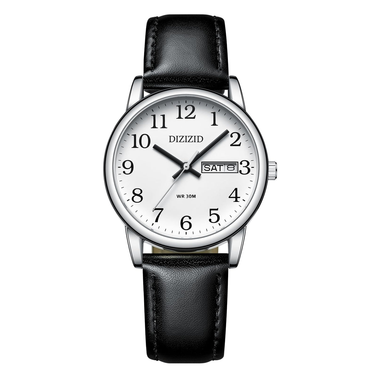 DIZIZID Watches for Men Mens Easy Reader Watch Minimalist Mens Wrist Watches Analog Quartz Date Waterproof Classic Elegant Watch with Black Leather Band
