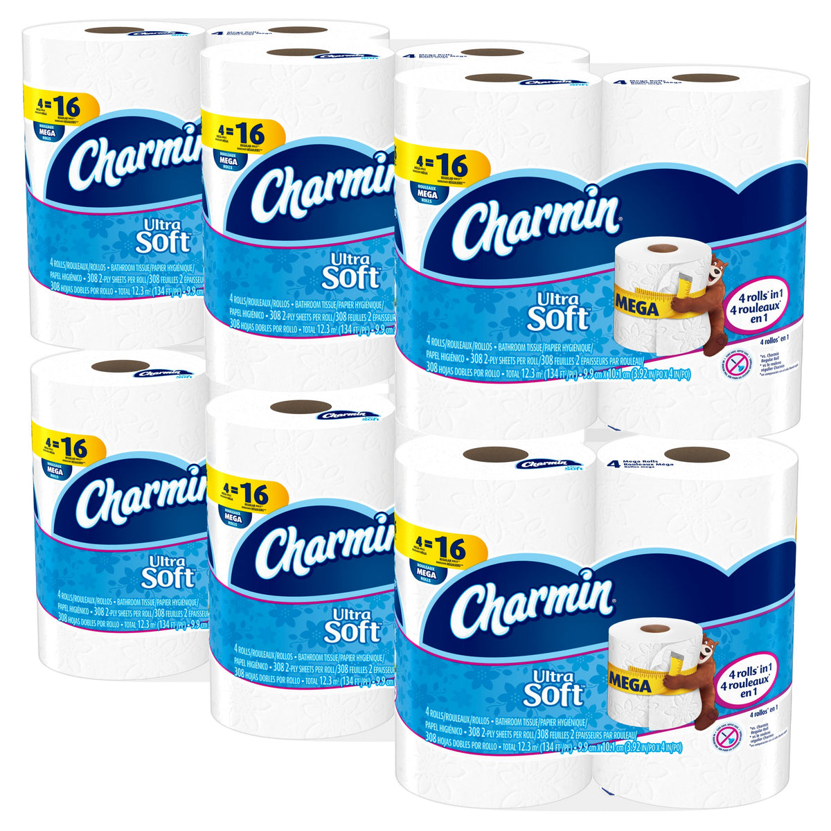 Charmin Ultra Soft Toilet Paper Bath Tissue Mega Roll 24 Count 4 Count (Pack of 6)