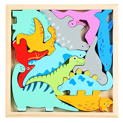 3D Cartoon Animal Wooden Puzzle for Early Learning