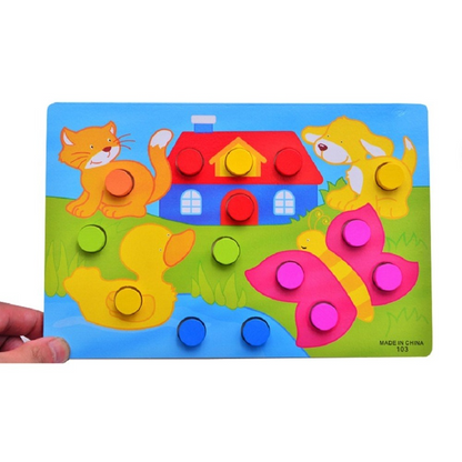 3D Wooden Cartoon Animal Puzzle Toy for Kids