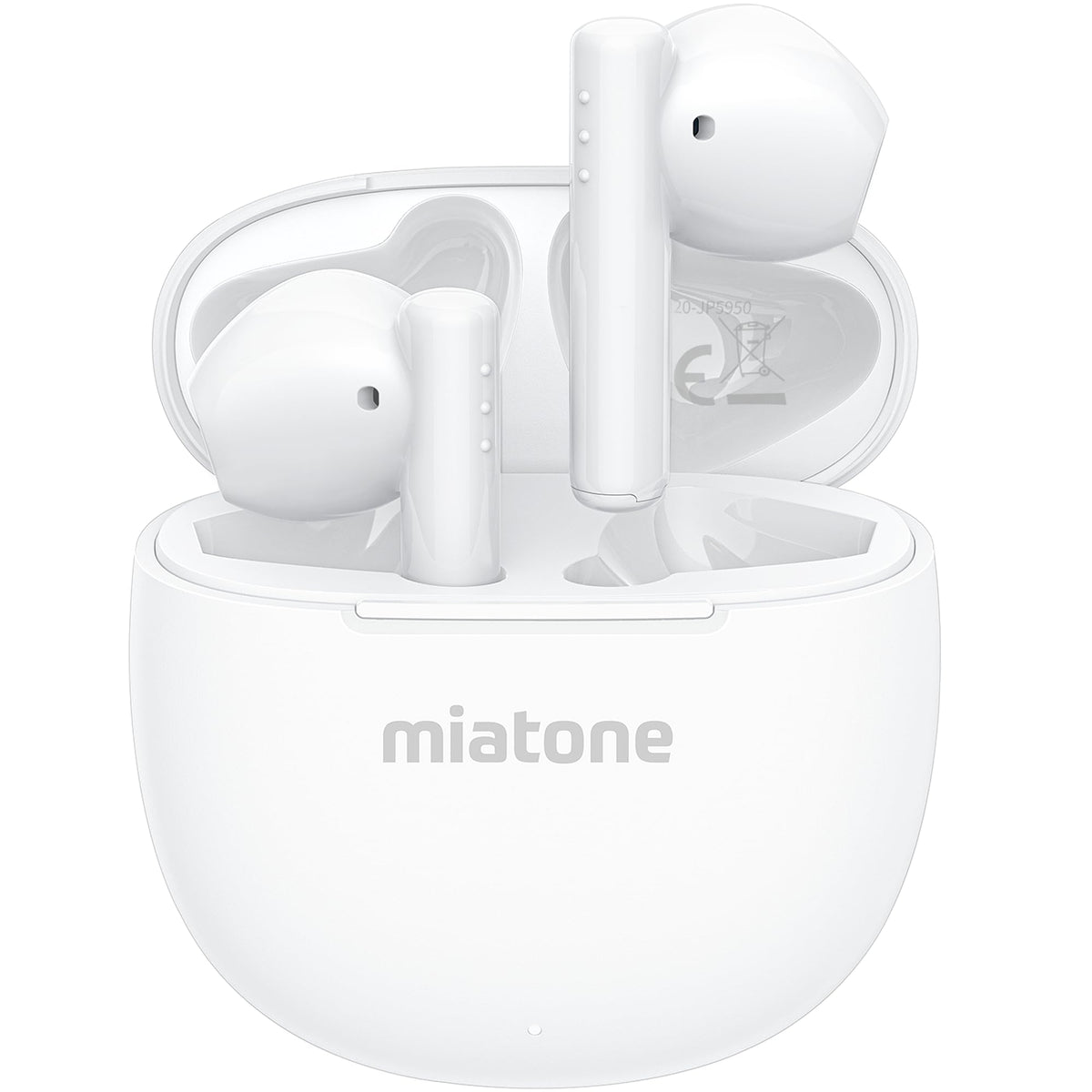 MIATONE London Wireless Earbuds Bluetooth 5.3 Ear Buds 50H Playtime with Charging Case Built-in Microphone for Phone Calls Semi-in-Ear Ear Buds Earphones - White