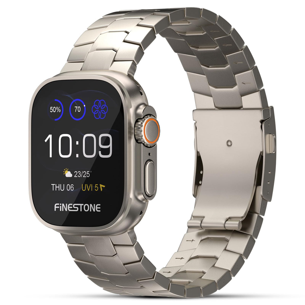 FiNESTONE Titanium Band for Apple Watch ULTRA & ULTRA 2: 49mm Adjustable Titanium Apple Watch Band - Lightweight Strap for iWatch Apple Watch ULTRA 2 & ULTRA (49mm)