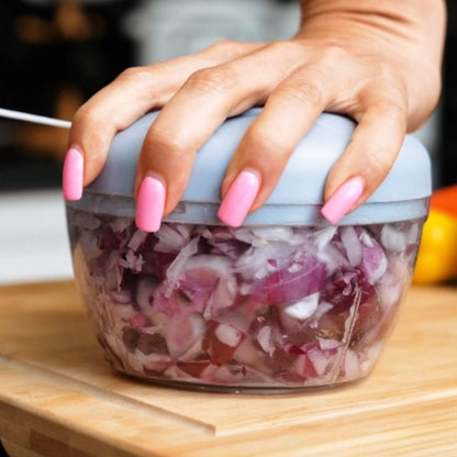 Manual Food Chopper & Processor with Hand String Pull Chopper Vegetable Cutter Onion Garlic Pepper Nuts Tomatoes Cutter Salad Veggie Chopper Vegetable Chopper Shredder Food Safe Material