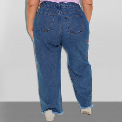 Plus Size High Waist Butterfly Jean Trouser for Women