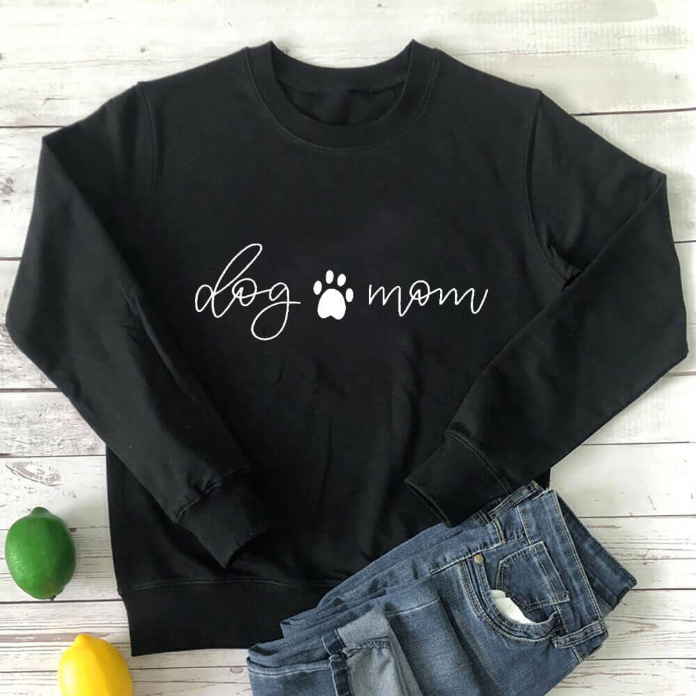 Dog Mom Themed Long Sleeve Sweatshirt for Women