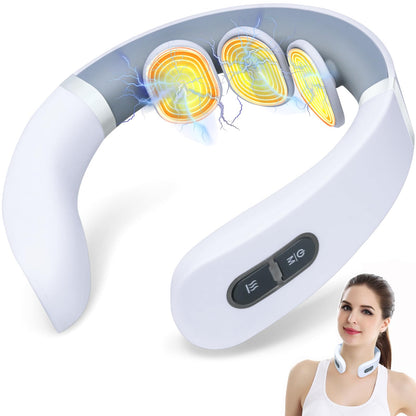 Auxoliev Neck Massager for Pain Relief Deep Tissue FSA HSA Eligible Items Electric Pulse Neck Massager with Heat 9 Modes 50 Levels Cordless Cervical Neck Massage for Women Men