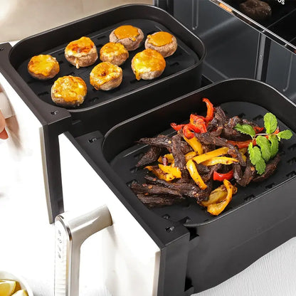 2pcs Black Silicone Mats for Air Fryer, Dishwasher Safe