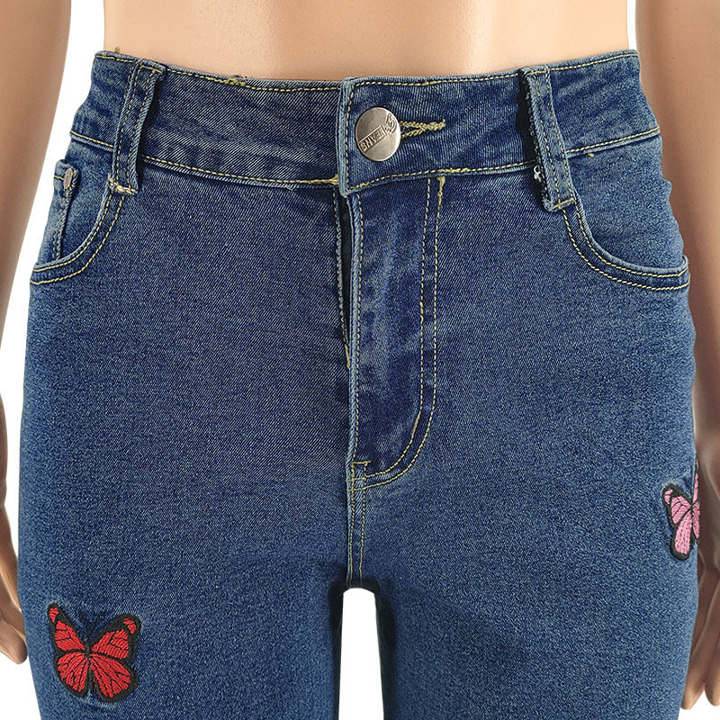 Plus Size High Waist Butterfly Jean Trouser for Women