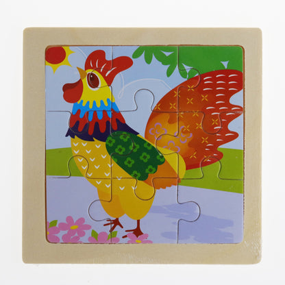 Montessori Early Education 3D Animal Wooden Puzzle (9 Pieces)