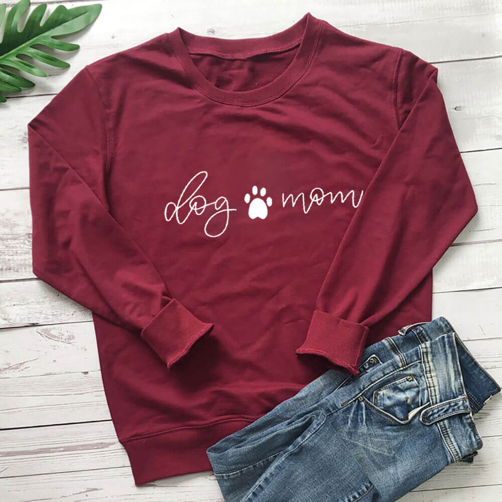 Dog Mom Themed Long Sleeve Sweatshirt for Women