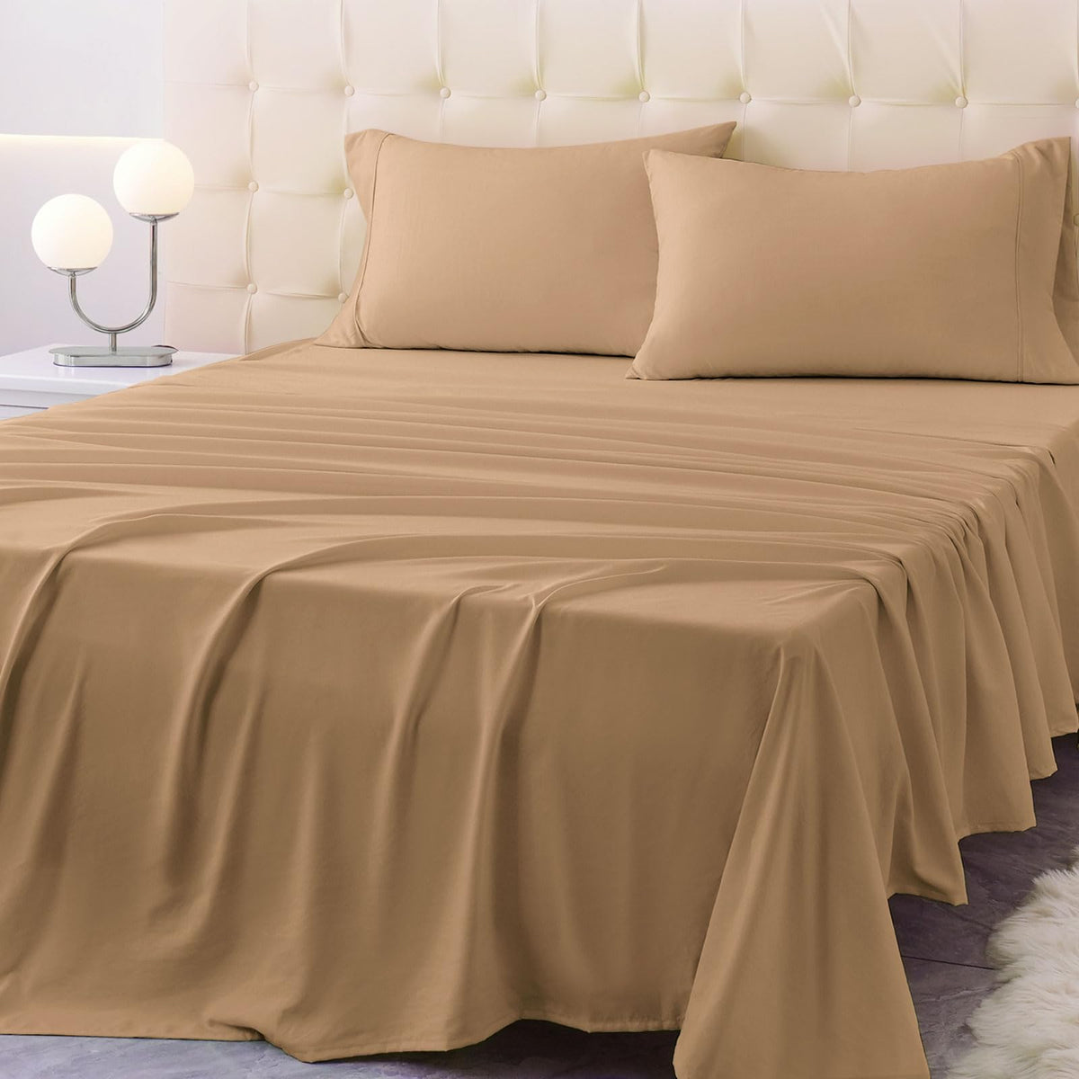 Homilay Twin Size Bed Sheet Set - 3 Piece Soft Microfiber Sheets with Deep Pockets Cooling Technology and Wrinkle-Free Pillowcase. Hotel-Quality Durable Bedding Brush