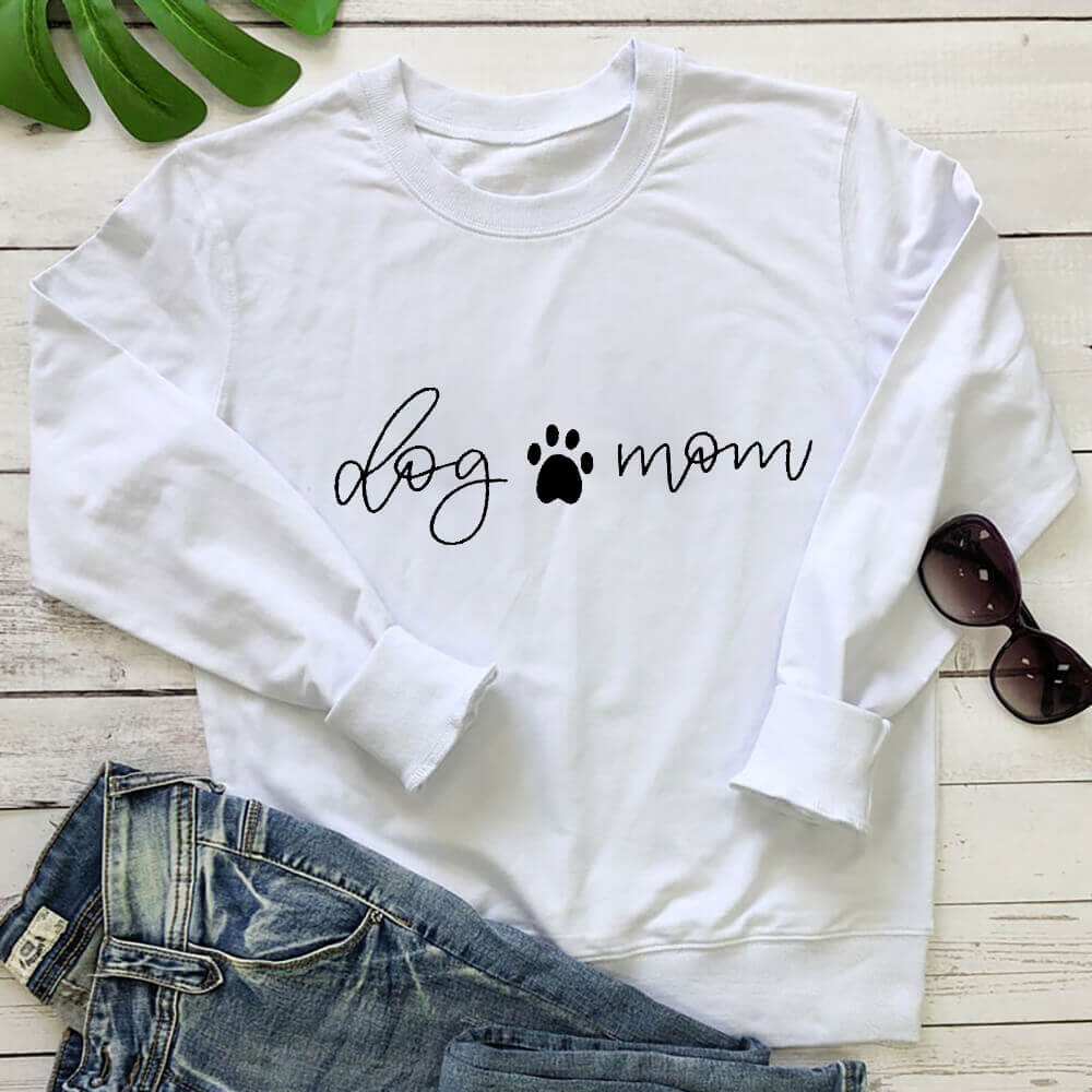 Dog Mom Themed Long Sleeve Sweatshirt for Women