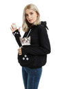 Jomago Womens Pet Carrier Thin Hoodies Kitten Puppy Pouch Shirts Animal Holder Hood Long Sleeve Sweatshirt Thin Black