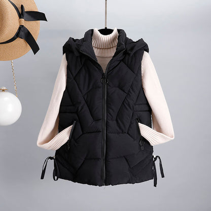 Women's Down Cotton Vest with Detachable Hood