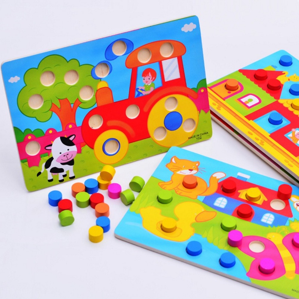 3D Wooden Cartoon Animal Puzzle Toy for Kids