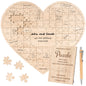 Wooden Jigsaw Puzzle Wedding Guest Book Alternative Guest Book with Sign and Pen Wooden Heart Shaped Wedding Guest Book Personalized Bridal Shower Guest Book for Engagement Anniversary Party77 Pieces