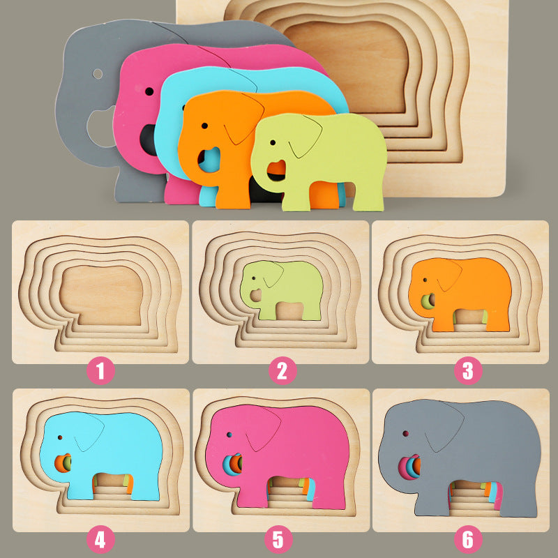 Wooden 3D Animal Puzzle for Early Childhood Education