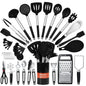40PCs Silicone Cooking Utensils Set 446℉ Heat Resistance RFAQK BPA Free Kitchen Utensils Set for Nonstick Cookware Gadgets includes Can Opener Potato SmasherPeelerTongsSpatula SetPizza Cutter