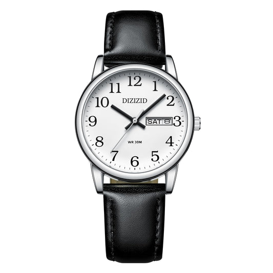 DIZIZID Watches for Men Mens Easy Reader Watch Minimalist Mens Wrist Watches Analog Quartz Date Waterproof Classic Elegant Watch with Black Leather Band