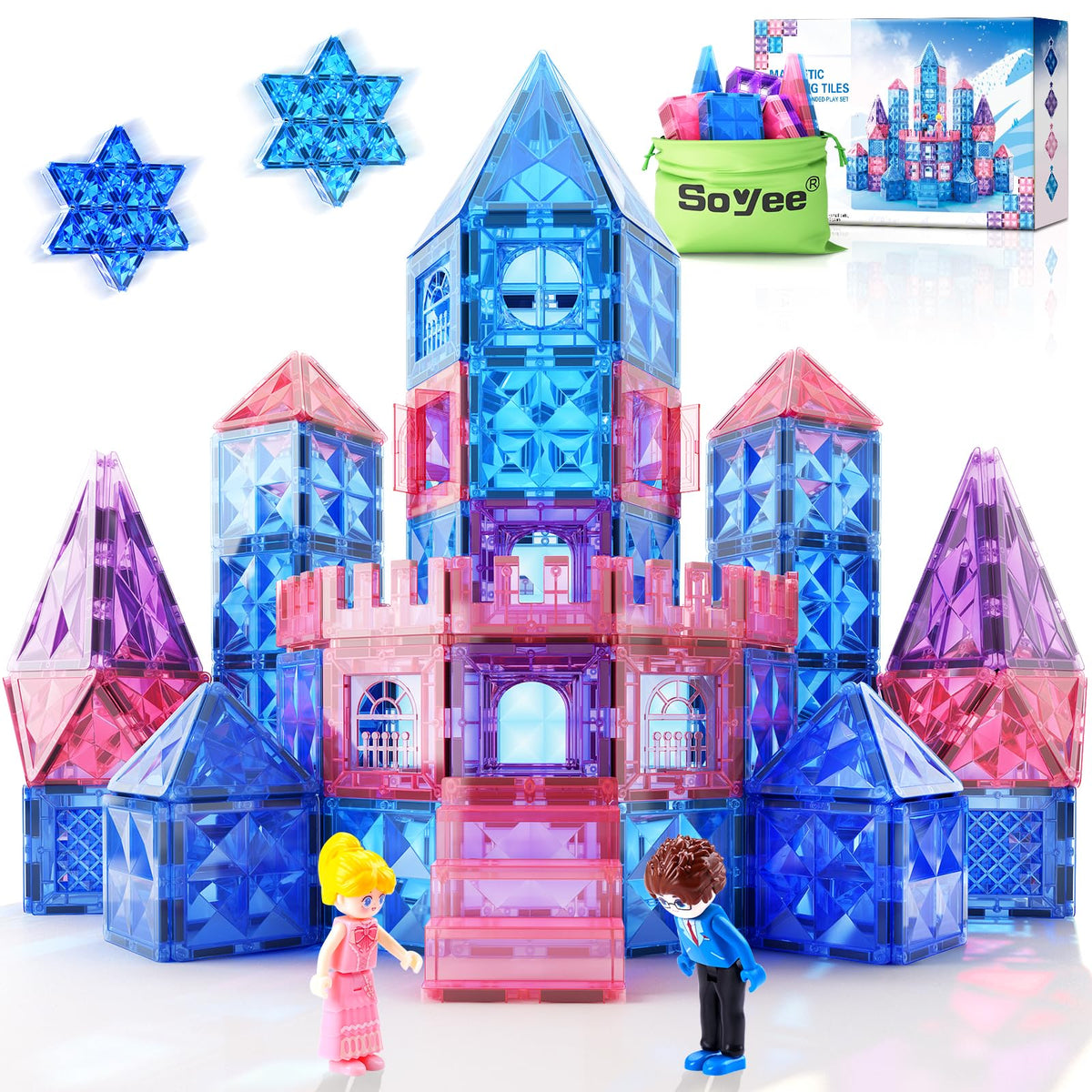 Diamond Magnetic Tiles Girl Toys Age 6-7 6-8 3-5 Frozen Toys for Girls Birthday Gifts & Toys for 3 4 5 6 7 8+ Year Old Girls & Boys Magnetic Building Blocks Princess Toys