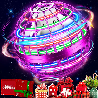 Flying Orb Ball ToyFlying Ball Drone Hand Controlled Flying Hover Ball Toys with LED Light Cool Toys Birthday Gift Cosmic Globe Boomerang Ball for Boys and Girls (Purple)