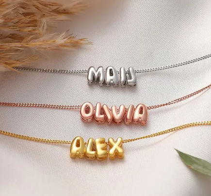 DODOAI Mini Custom Bubble Name Necklace - 3D Pendant