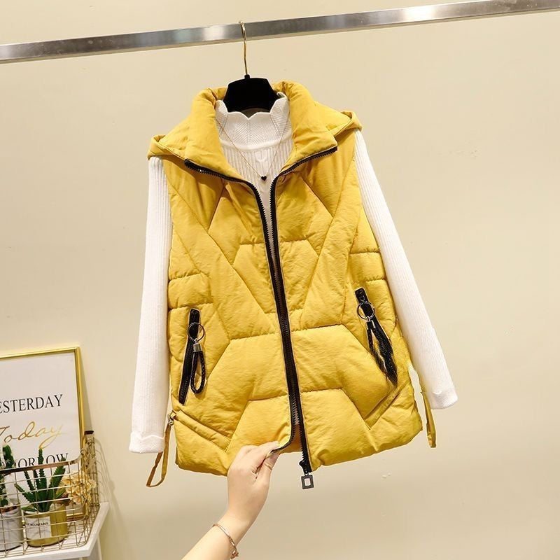 Women's Down Cotton Vest with Detachable Hood