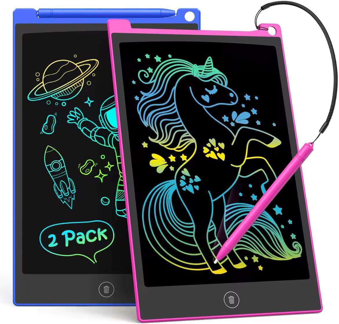 TECJOE 2 Pack LCD Writing Tablet 8.5 Inch Colorful Doodle Board Drawing Tablet for Kids Kids Travel Games Activity Learning Toys Birthday Gifts for 3 4 5 6 Year Old Boys and Girls Toddlers