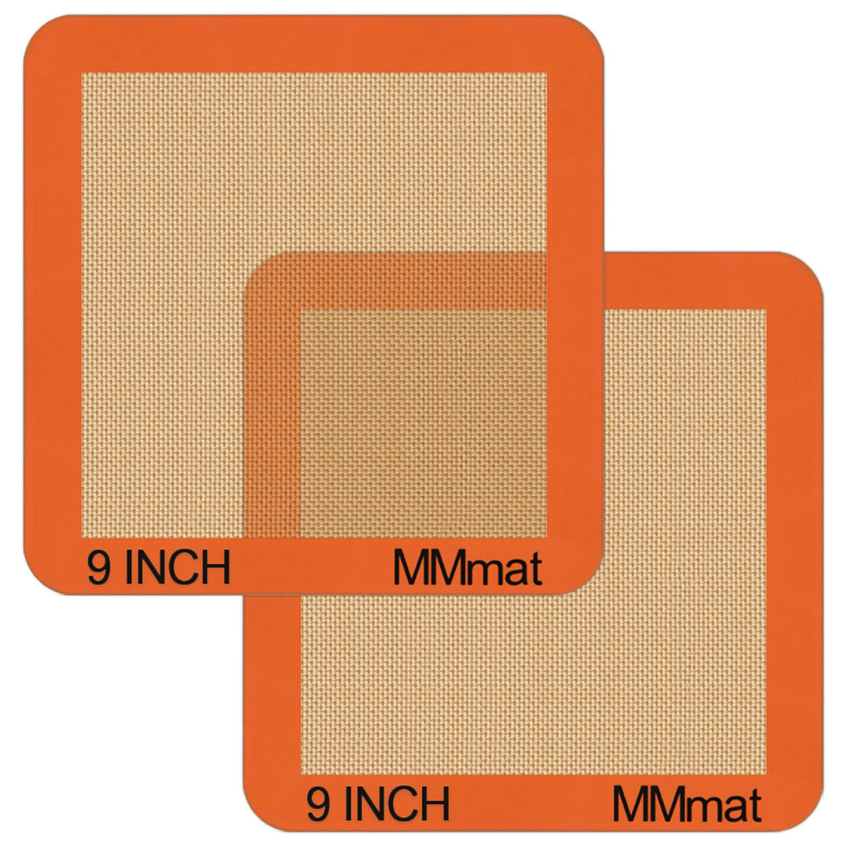 MMmat Silicone Baking Mats Set of 2 Square Non-Stick Reusable Air Fryer Linner - Best German Silicone - 9 inch