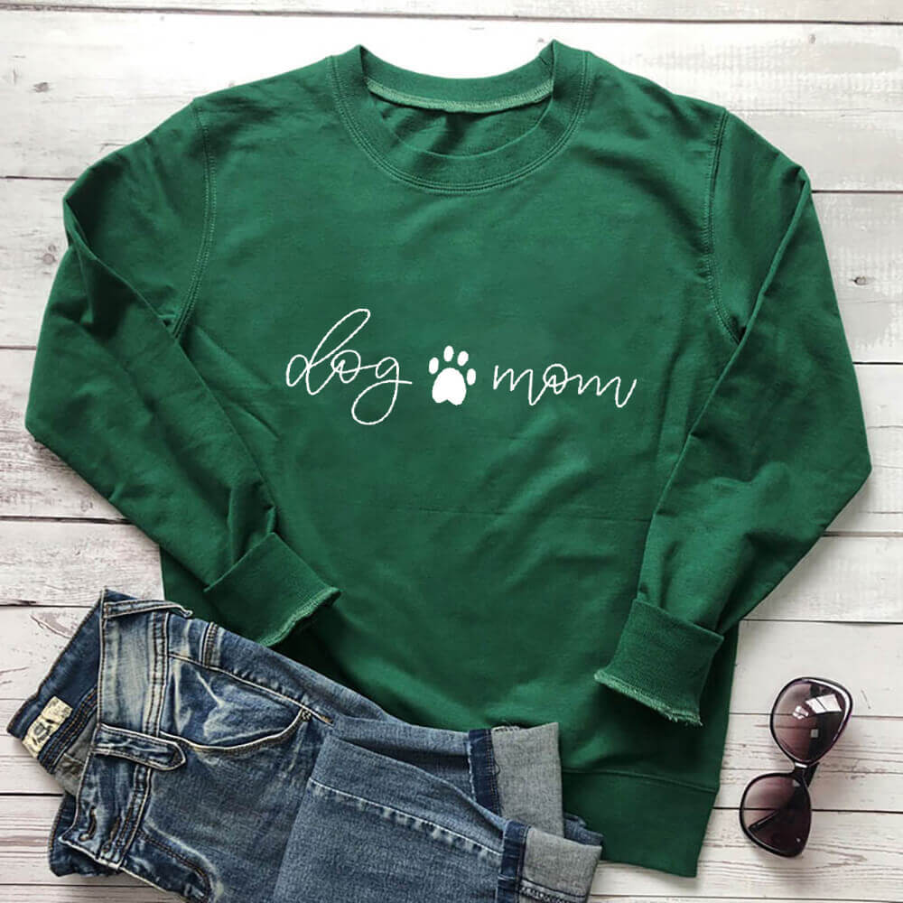 Dog Mom Themed Long Sleeve Sweatshirt for Women
