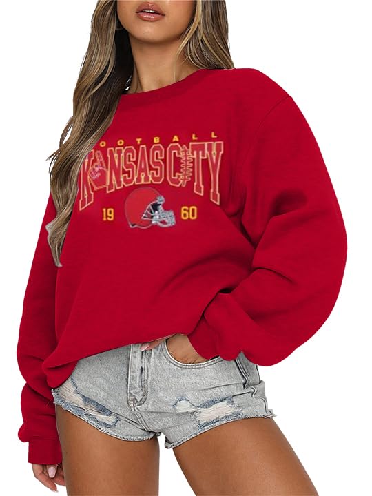 UNIQUEONE Game Day Sweatshirt Women Football Sweatshirts Football Mom Hoodie Touchdown Shirt Casual Crewneck Pullover