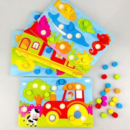 3D Wooden Cartoon Animal Puzzle Toy for Kids