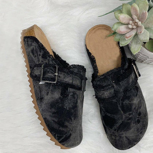 Flat Heel Round Toe Canvas Loafer Women's Vintage Clogs (Commission Agent)