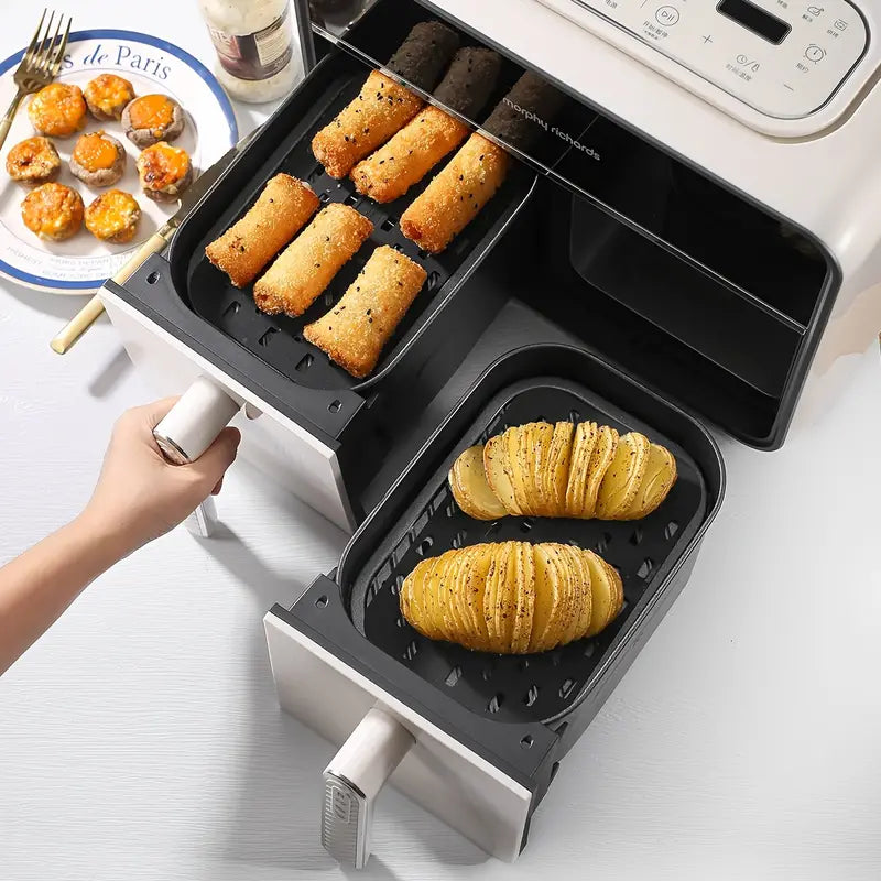 2pcs Black Silicone Mats for Air Fryer, Dishwasher Safe