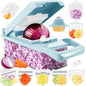 Artbros Vegetable Chopper with Container 13 in 1 Veggie Chopper Box Mandoline Slicer Food Cutter Shredder Mandolin for Veggie Onion Salad Fruit Potato Blue (Kitchen Gadget & Essential)