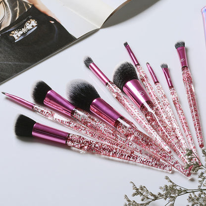 Makeup Brush Set of 10 - Face, Eye, and Contour Brushes