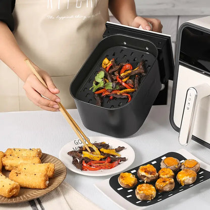 2pcs Black Silicone Mats for Air Fryer, Dishwasher Safe