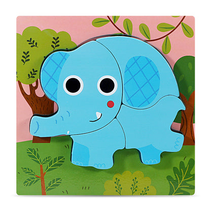 Wooden 3D Animal Puzzle Toy for Early Learning