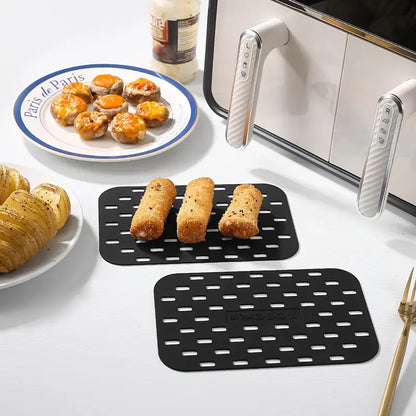 2pcs Black Silicone Mats for Air Fryer, Dishwasher Safe