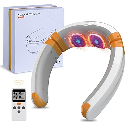 Auxoliev Neck Massager Heated Neck Massage Therapy 9 Modes 50 Levels Portable Deep Tissue Trigger Point Massager Cordless Intelligent Massager for Neck Pain(FSA or HSA Eligible)