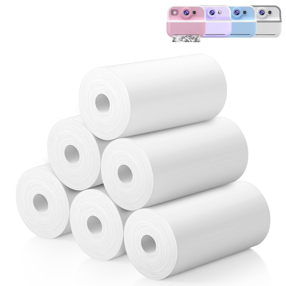 TOZDTO Printer Paper for Kids Instant Print Camera - Thermal Printing Paper Set Refill Replace Printer Paper - Printing Paper Replacement 6 Rolls for Toddler Printing Camera
