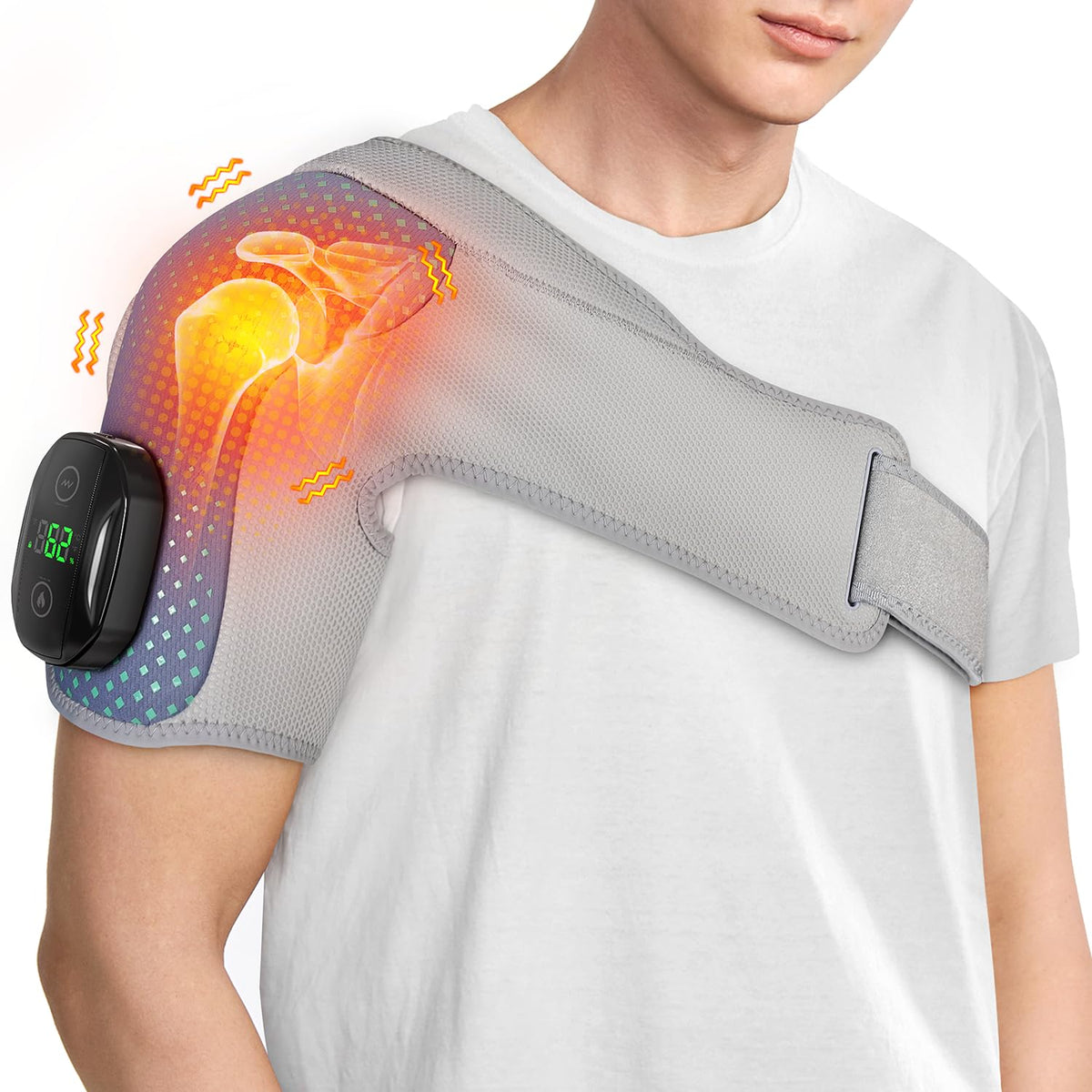 YUANBO Heated Shoulder Wrap Massager Cordless Electric Shoulder Heating Pad for Neck with Massage 3 Heat & Vibration