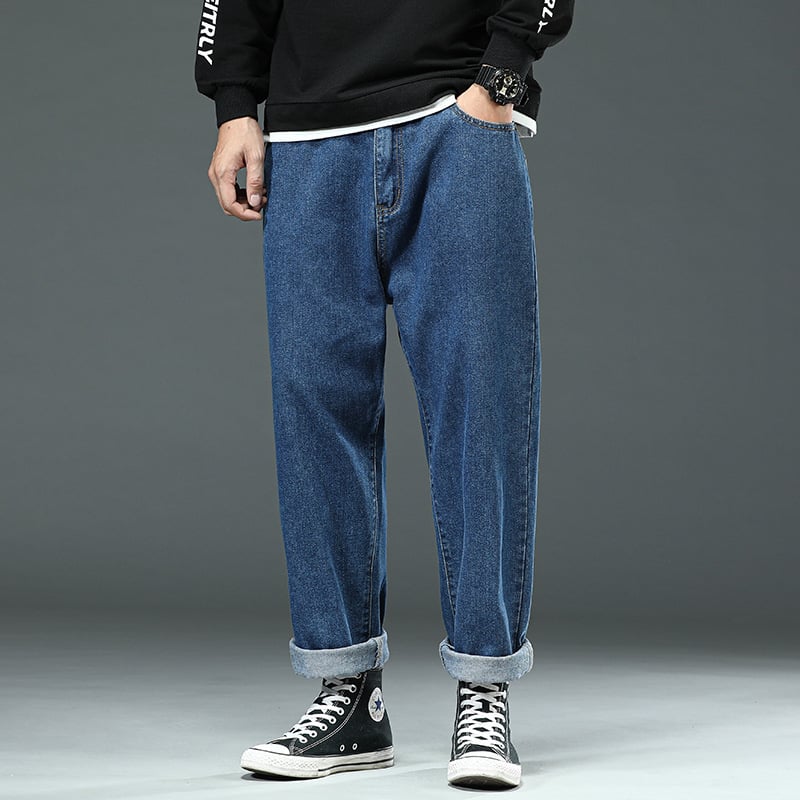 Men's Summer Wide-Leg Loose Straight Jeans (Large Size)