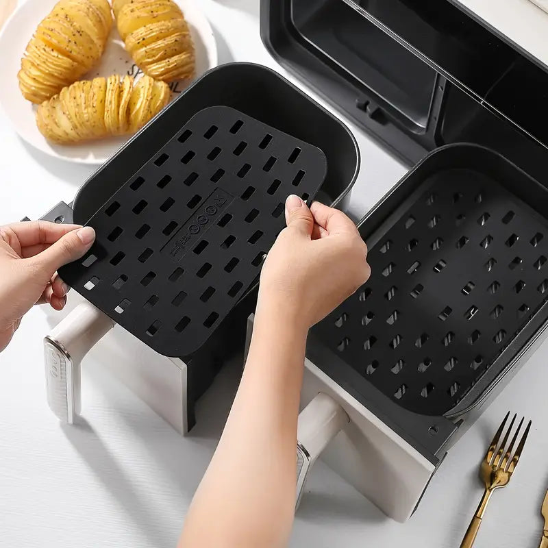 2pcs Black Silicone Mats for Air Fryer, Dishwasher Safe