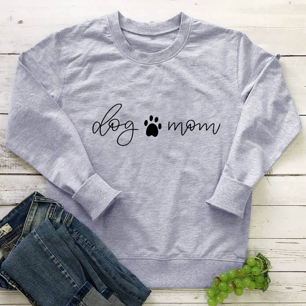 Dog Mom Themed Long Sleeve Sweatshirt for Women