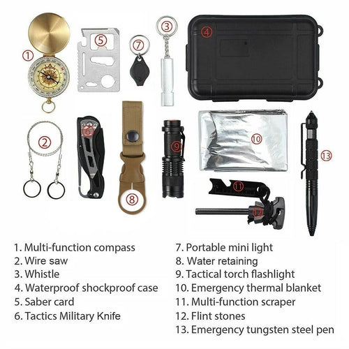 14 in 1 Outdoor Emergency Survival And Safety Gear Kit Camping (Commission Agent)